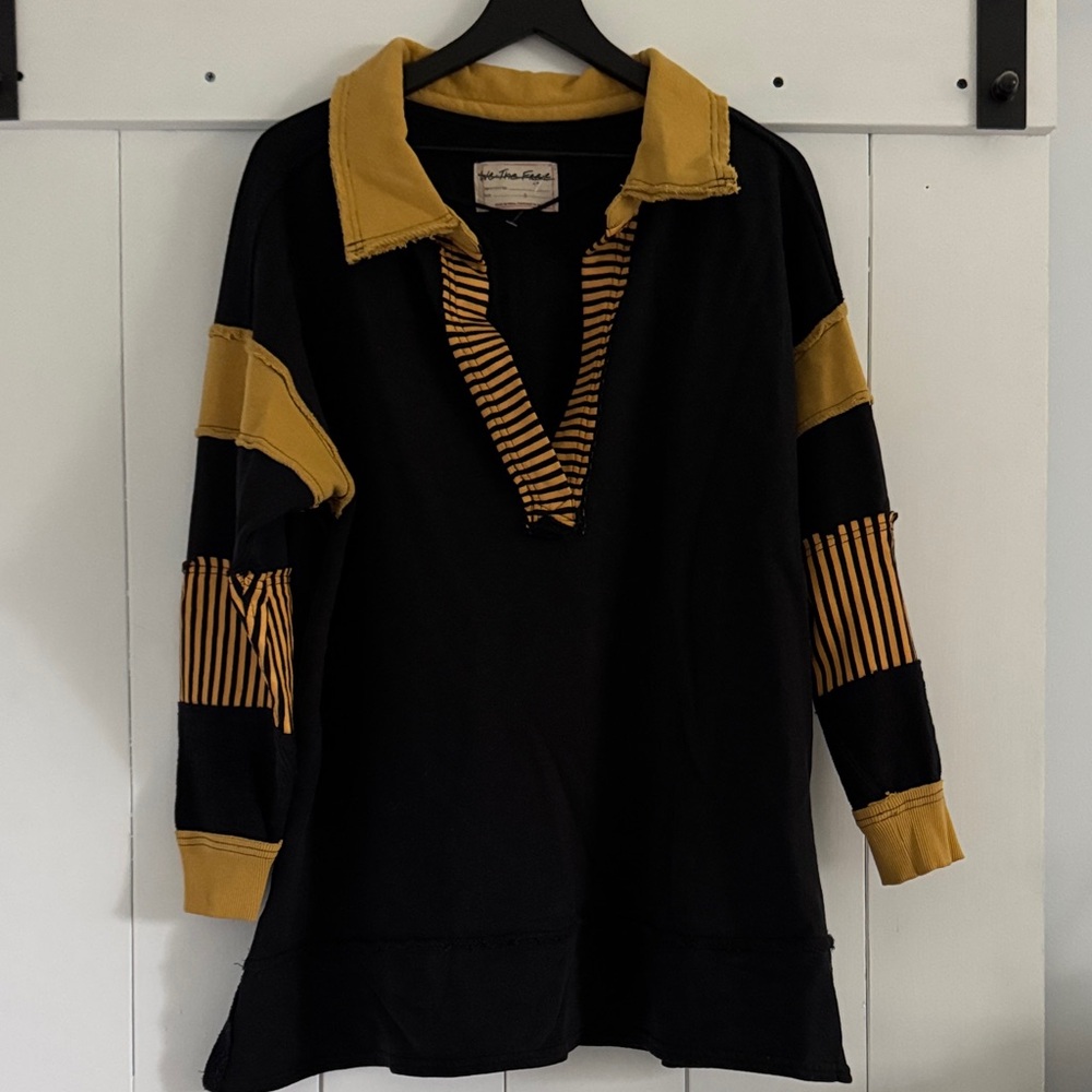 We The Free Black and Gold Tunic Top